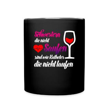 Krankenschwester Krankenpflege Arzthelferin - Tasse einfarbig - Schwarz - Vorne