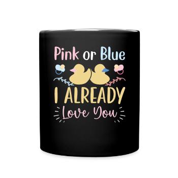 Rosa oder Blau Ich liebe dich bereits Geschlecht offenbaren - Tasse einfarbig - Schwarz - Vorne