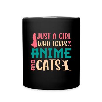Nur ein Mädchen, das Anime liebt und japanische Mang Katzen liebt - Tasse einfarbig - Schwarz - Vorne