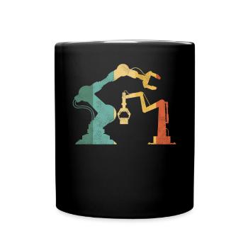 Robot Robotics Engineer Retro - Full Colour Mug - black - Front