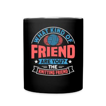 Handarbeit Stricken lustiger Strick Spruch - Tasse einfarbig - Schwarz - Vorne