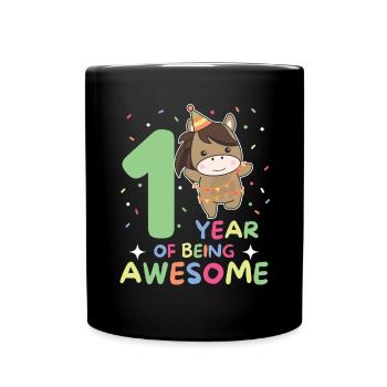 Horse for the 1st birthday for children one year old - Full Colour Mug - black - Front
