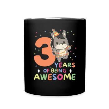 Âne pour les enfants de 3 ans de trois ans - Mug uni - noir - Devant