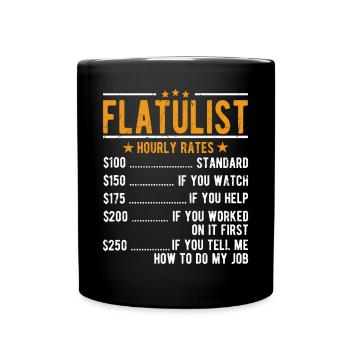 Flatulist hourly wage - Full Colour Mug - black - Front