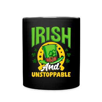 Irish and unstoppable Ireland St Patricks Day - Full Colour Mug - black - Front