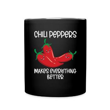 Chili-Pfeffer - Tasse einfarbig - Schwarz - Vorne