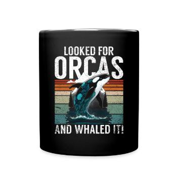 Killerwal Schwertwal Wale beobachten Orca Wal - Tasse einfarbig - Schwarz - Vorne
