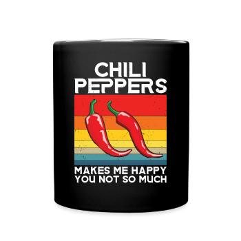 Chili-Pfeffer - Tasse einfarbig - Schwarz - Vorne