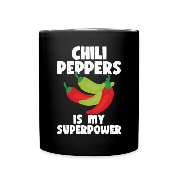 Chili-Pfeffer - Tasse einfarbig - Schwarz - Vorne