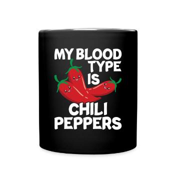 Chili-Pfeffer - Tasse einfarbig - Schwarz - Vorne