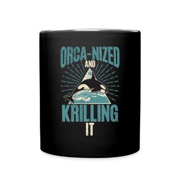Killerwal Schwertwal Wale beobachten Orca Wal - Tasse einfarbig - Schwarz - Vorne