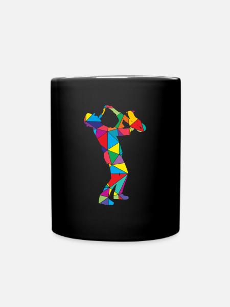 Low Poly Polygon Saxophon - Tasse einfarbig - Schwarz