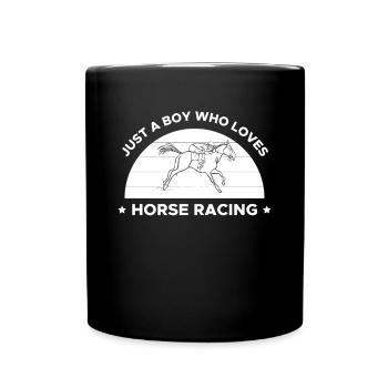 Juste un garçon qui aime les courses de chevaux Cadeau de chemise - Mug uni - noir - Devant