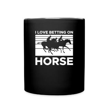 J’aime parier sur le cadeau de chemise de cheval - Mug uni - noir - Devant