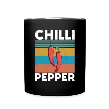 Chili-Pfeffer - Tasse einfarbig - Schwarz - Vorne