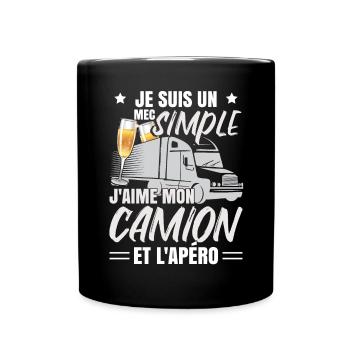 J'aime Mon Camion Et L'Apéro Camionneur Routier - Mug uni - noir - Devant