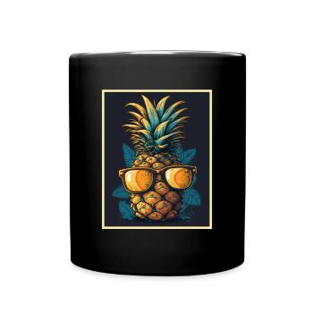 Ananas Sommer Veganer Obst Vegetarier Fructaner - Tasse einfarbig - Schwarz - Vorne