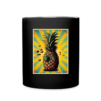 Ananas Sommer Veganer Obst Vegetarier Fructaner - Tasse einfarbig - Schwarz - Vorne