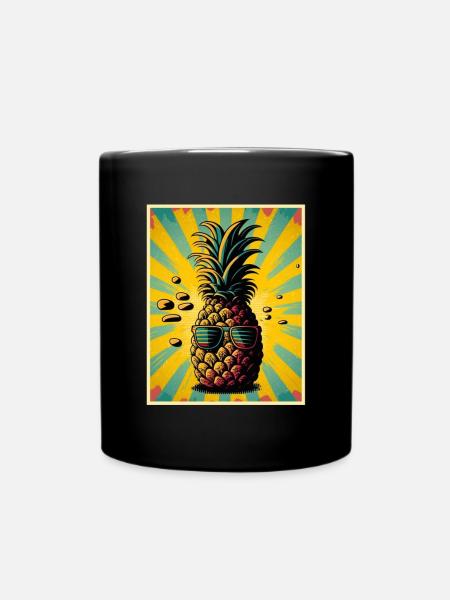 Pineapple Summer Vegan Fruit Vegetarian Fructaner - Full Colour Mug - black