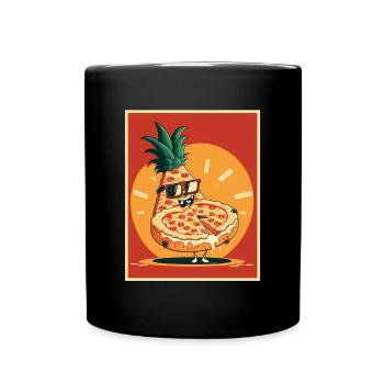 Pizza Ananas Hawaii Restauration rapide d’été Tomates - Mug uni - noir - Devant