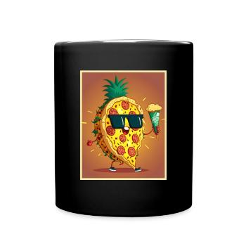 Pizza Ananas Hawaii Restauration rapide d’été Tomates - Mug uni - noir - Devant