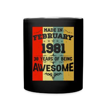 Anniversaire millésime février 1981 - Mug uni - noir - Devant