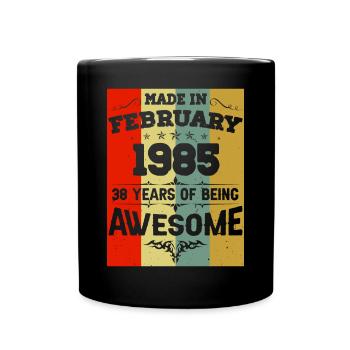 Anniversaire millésime février 1985 - Mug uni - noir - Devant