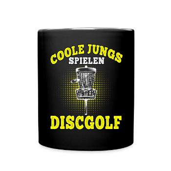 Disc Golf Coole Jungs spielen Discgolf Discgolfer - Tasse einfarbig - Schwarz - Vorne