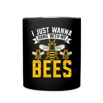 I Just Wanna Hang With My Bees Beekeeper Honeybee - Full Colour Mug - black - Front