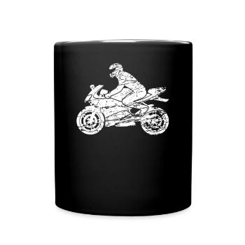 Motorcyclist With Motorcycle Helmet Motorcycle Gift - Full Colour Mug - black - Front
