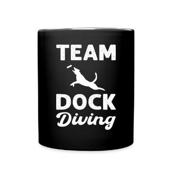 Team dock diving. Dog water sport dog dock diving - Full Colour Mug - black - Front
