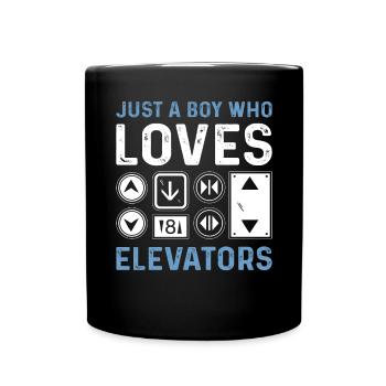 Just a boy who loves elevators. - Full Colour Mug - black - Front