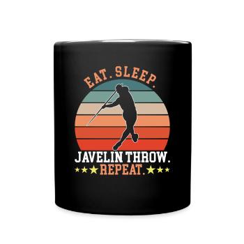 Eat Sleep Throw Repeat - Tasse einfarbig - Schwarz - Vorne