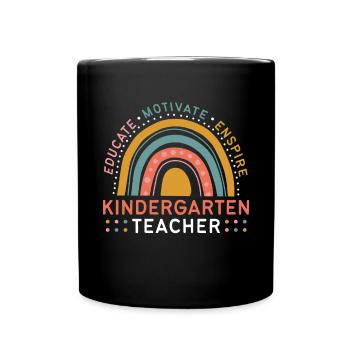 Training a kindergarten teacher Motivating Inspiring - Full Colour Mug - black - Front