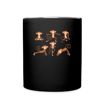 Yoga Affe - Tasse einfarbig - Schwarz - Vorne