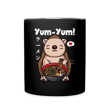 Yum Yum Japan Anime Ramen Noodle Hedgehog - Full Colour Mug - black - Front