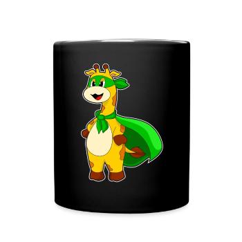 Giraffe Superhero Cloak - Full Colour Mug - black - Front