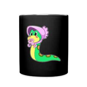 Schlange Baby Schnuller - Tasse einfarbig - Schwarz - Vorne