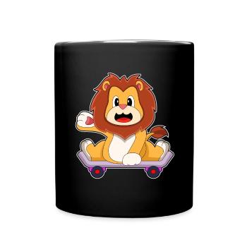 Lion Skater Skateboard - Full Colour Mug - black - Front