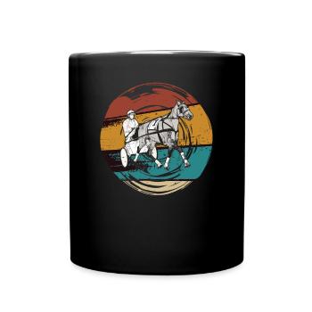 Trotting cheval Trabrennsport Sport équestre Chevaux - Mug uni - noir - Devant