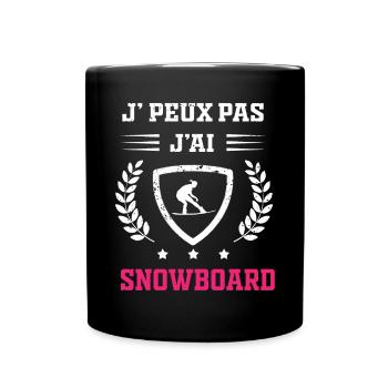 Je peux pas j'ai snowboard femme - Mug uni - noir - Devant