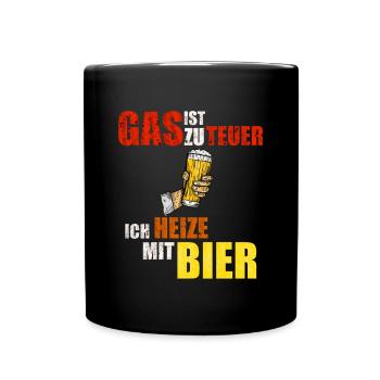 Gas ist zu teuer - Tasse einfarbig - Schwarz - Vorne