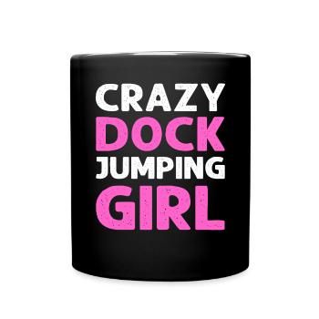 Crazy Dock Jumping Girl. Canin Sporthund - Tasse einfarbig - Schwarz - Vorne