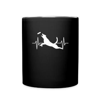 Herzschlag Diving Dog. Canin Sporthund Docktauchen - Tasse einfarbig - Schwarz - Vorne