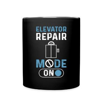 Elevator repair mode. Elevator mechanic - Full Colour Mug - black - Front