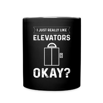 J’aime beaucoup les ascenseurs, d’accord, mécanique - Mug uni - noir - Devant