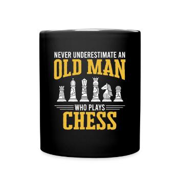 Vieil homme qui joue aux échecs Joueur d’échecs Chessfriendsm - Mug uni - noir - Devant