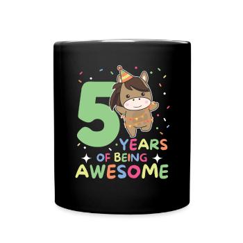 Horse for 5th birthday Children five years old - Full Colour Mug - black - Front