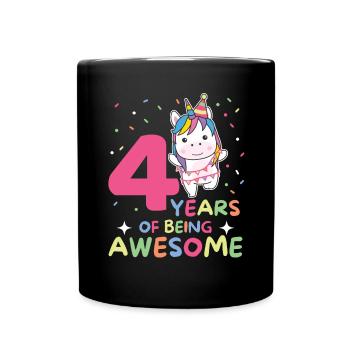 Licorne pour les enfants de quatre ans - Mug uni - noir - Devant