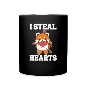 Panda roux pour la Saint-Valentin Je vole les cœurs - Mug uni - noir - Devant